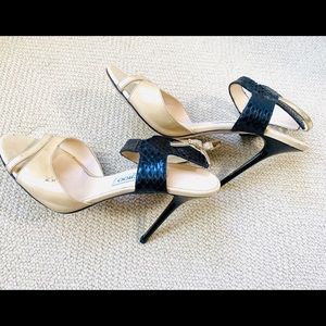 Jimmy Choo Nude Patent  Black Phyton Heels (38.5)